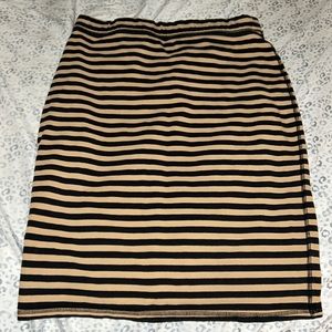 Old Navy Striped Tan & Black Stretch Pencil Skirt - Medium